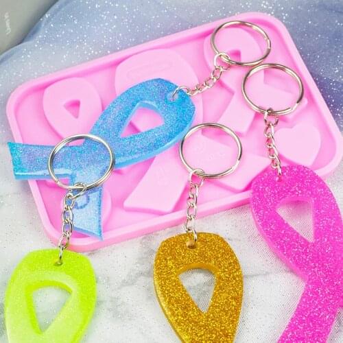 DIY Crystal Silicone Mold Bow Key Chain Pendant Mirror Epoxy Resin Mold Jewelry Making Accessories Hanging Craft Silicone Mold