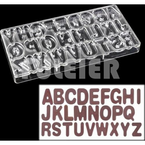 English Alphabet Shape Polycarbonate Chocolate Mold Baking Sweets Candy Mould BonBon Bakeware Confectionery Tool