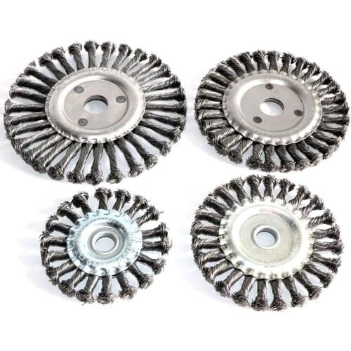 1pcs 4 inch5"6"7" Torsion Steel Flat Wire Wheel Brush Knotted Twist Crimped wire Wheel Brush For Angle Grinder