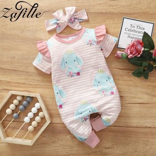 ZAFILLE Baby Girls Rompers Summer Cartoon Elephant Baby Girl Clothes For Newborns Jumpsuit For Kids Cute Infant Girl Costumes