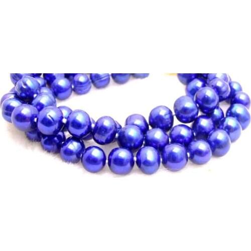 Qingmos 8-9mm Round Freshwater Natural Blue Pearl Beads for Jewelry Making DIY Necklace Bracelet Earring Loose Strands 14" b106