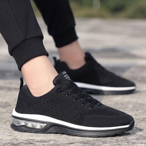Mens Sneakers Outdoor Breathable Mesh Air Cushion Shock Absorption Running Shoes Women Comfortable Light Lace-up Trainers Sport