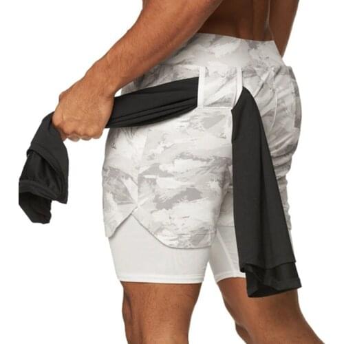 2021 Running Shorts Male Gym Mens Shorts Crossfit 2 IN 1 Sport Shorts Homme Fitness Basketball Jogging Short Pants Bodybuilding