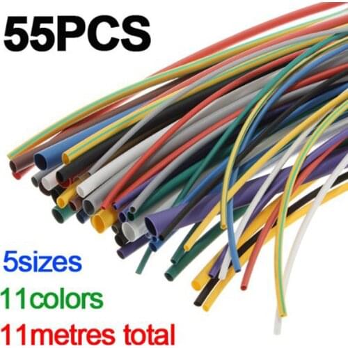 55pcs Assortment Polyolefin H-type Heat Shrink Tubing Tube Sleeving Wrap Cable Wire Kit UD88