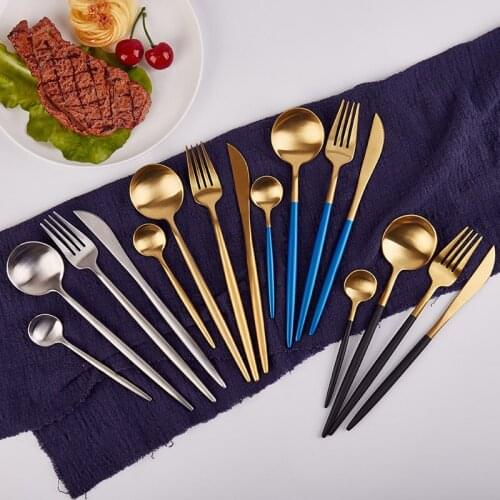 304 Stainless Steel Western Tableware, Knife, Fork And Spoon Set, Northern European Style Black Gold Steak, Spoo