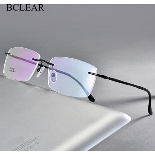 BCLEAR Alloy Frame Glasses Rimless Frame Men Business Style Nearsighted Spectacles and Optical Eye Glasses New Arrival