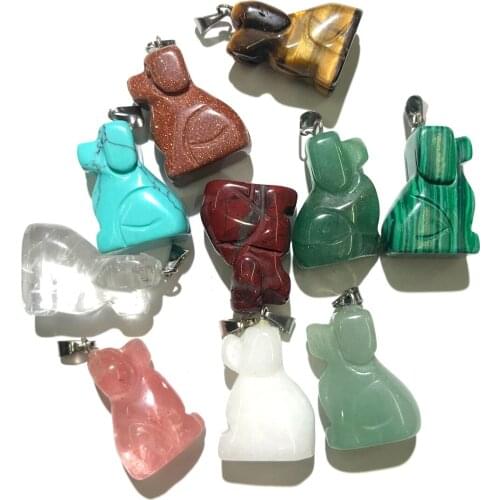 Natural Stone Pendant Necklace Accessories Angel Shape Crystal Agates Stone Rose Quartz Charms For Jewelry Making Bracelet Gift