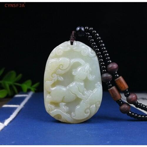 CYNSFJA Real Certified Natural Hetian Jade Nephrite Lucky Amulets Wealthy Dog Jade Pendant High Quality Best Birthday Gifts