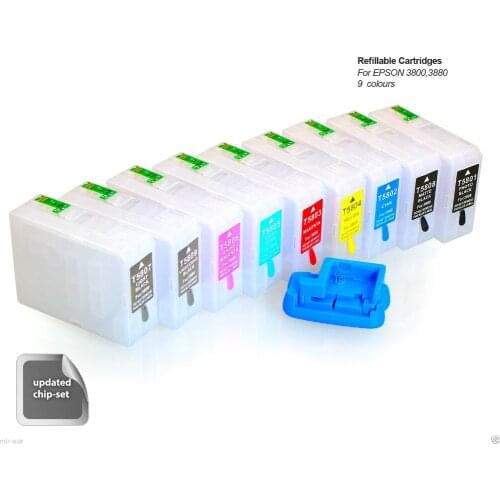 INK WAY 9 x Empty Refillable Cartridges for Epson pro3890 3880 3800C 3800 3850 pro 3890 plus chip resetter