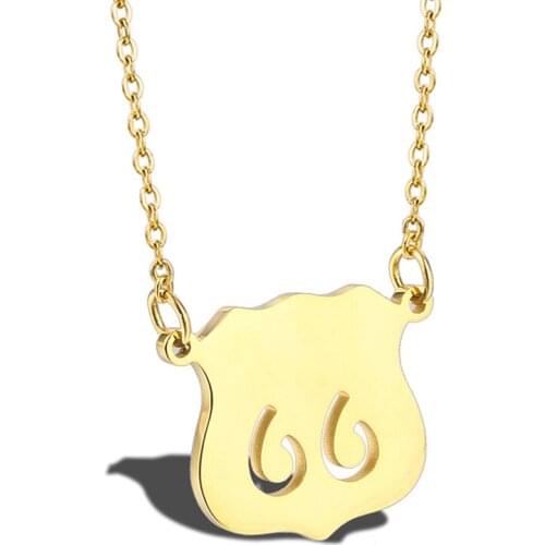 RIR US Route 66 Pendant Necklace Rose Gold Stainless Steel Dainty Simple Route 66 Charm Women & Men Jewelry Necklace