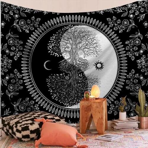 Psychedelic Mandala Wall tapestry hanging Saudi towel Mystery Sun moon Carpet blanket cushion pad tapestry Home decoration