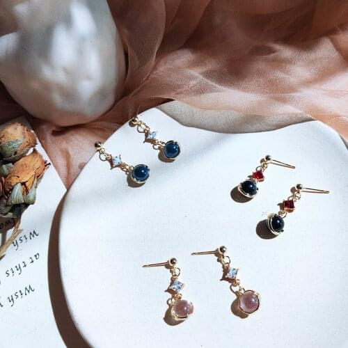 Stud Earrings for Women Fashionable Geometric Zircon Earrings Delicate Luxurious Red Blue Crystal Jewelry Wholesale