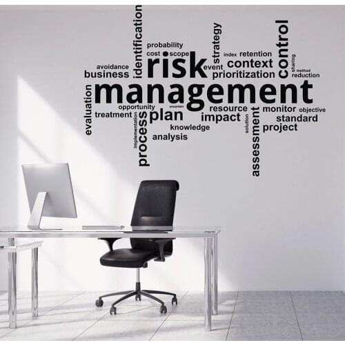 Words Wall Decal Cloud Risk Management Vinyl Window Stickers Studio Office Interior Decoration Lettering Removable Mural M967