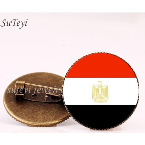 SUTEYI Vintage Algeria/Ethiopia/Egypt Badge Brooch Angola/Benin/Botswana Country Badges Flag Glass Dome Brooches Pins Jewelry