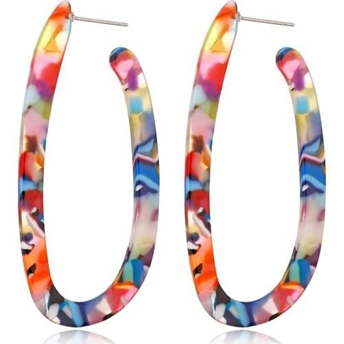 YAOLOGE Multi Type Vintage Leopard Stud Earrings Acetate Geometric U Sahpe Acrylic Earrings Pendientes For Women Jewelry Gift