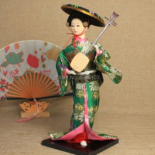 Japanese Lovely Play Guqin Kimono dolls Kawaii Geisha Figurines dolls with beautiful kimono New house decoration birthday gift