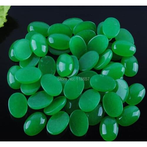 YOWOST Free shipping Green Jades Gem Stone Flat Back Oval Cabochon CAB No Drill Hole Jewelry Finding 13x18mm 20Pcs/lot IU3000