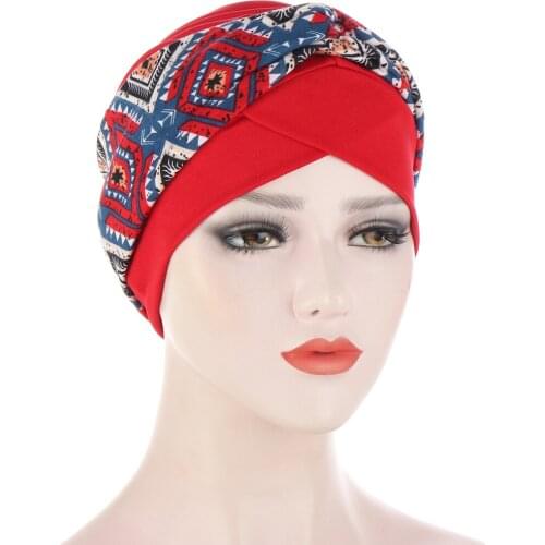 NEW 2021 Four Seasons Fashion Ladies European and American 6 Color Breathable Pullover Printed Headband Cap
