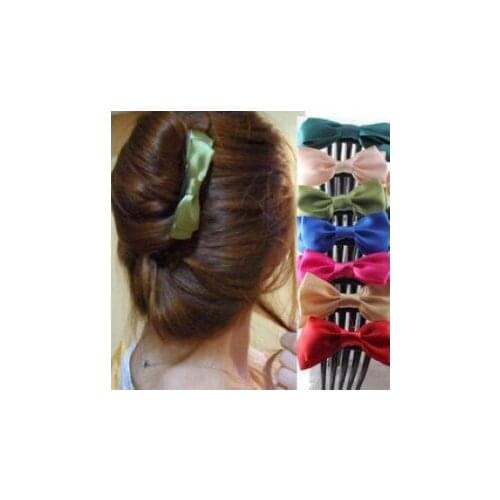 200pcs/lot DIY Multi Handwork Ribbon Hair Forks Bowknot Five Tooth Insert Combs Hair Styling Tool Hair Accessories HA600