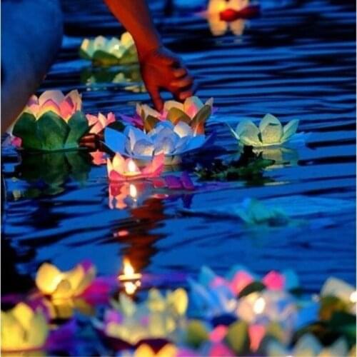 30 Pcs/lot Valentine Candles Lanterns Wedding Event Wishing Water Lights Floating Lantern Lotus Flower Lamp Ornament