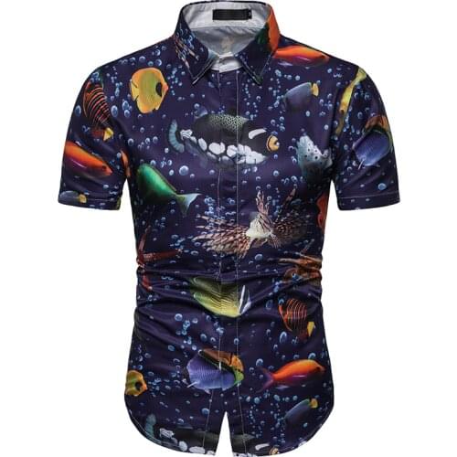 3D Print Hawaiian Shirt Men 2021 Fashion Party Holiday Beach Mens Dress Shirts Slim Fit Short Sleeve Shirt Male Camisa Hombre