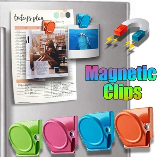 4Colors Magnetic Metal Clip, Magnets Clips, Refrigerator Whiteboard Wall Magnetic Memo Note Clip Metal Clip