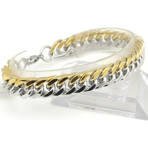 Bracelet men stainless steel gold chain bracelets hip hop cuba link chain on hand steel bracelet men gifts for male Accessories