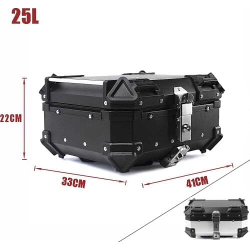 25L Motorcycle Luggage Case Trunk Tail Top Box Tool Storage Key Lock Aluminum Toolbox Waterproof Electric Scooters Accessories