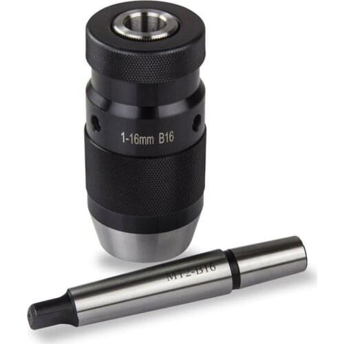 Clamp Range 1-16mm B16 Keyless Drill Chuck Self Tighten MT2 B16 Self Tightening Drill Chuck MK2 Lathe Milling Drilling Machines