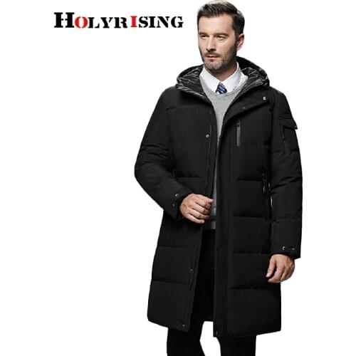 Holyrising 5XL Men Long down jacket winter Outerwear Warm Hooded Men White Duck Down Coats Hooded Thermal Windproof Coat 18564-5