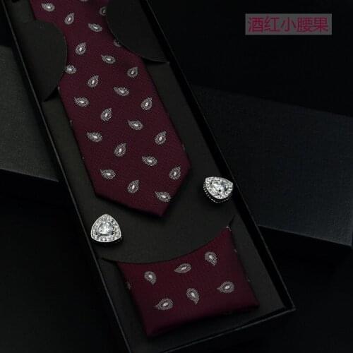 Tie Mens Gift Box Suit Business Professional Shirt Formal Group Pocket Towel Cuff Links 3-piece Bridegroom Wedding