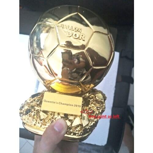 Hot sale Football ballon DoR trophy golden ball Trophy Final Shooter Players Electroplated Golden ball cup Award free print
