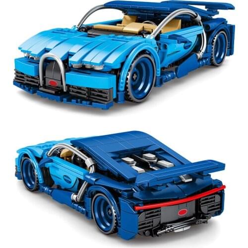 Buga Pull back sports racing blue car product hurricane boy building block assembly model toys for children gifts