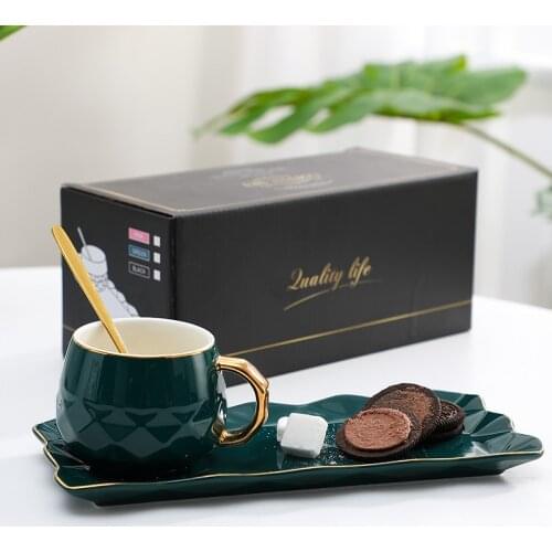 Creative Gold European Ceramic Coffee Cup Set with Simple Home Tea Milk Mug