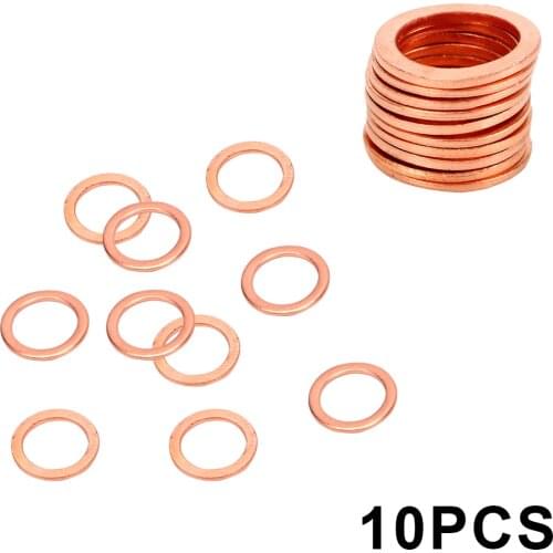 LEEPEE 10pcs Solid Copper Crush Washers Sump Plug Oil Seal Fittings 10*14*1MM Fasteners Hardware Accessories