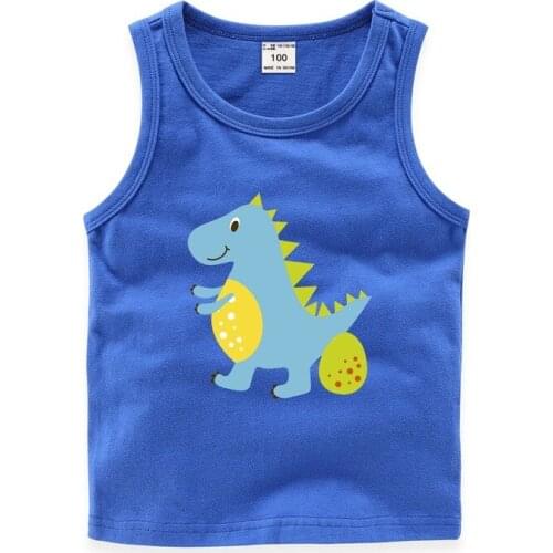 Cartoon Dinosaur Summer Cotton Halter Top Boys Girls T-Shirt Kids Underwear Sleeveless Childrens Vest Camisole Dropshipping