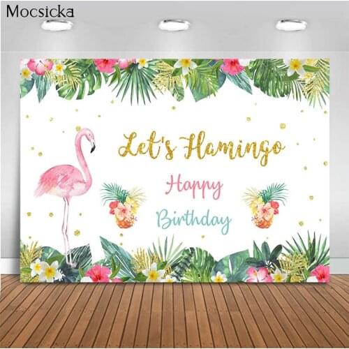 Mocsicka Birthday Party Background Jungle Flamingo Decoration Style Baby Shower Photo Background Photography Banner