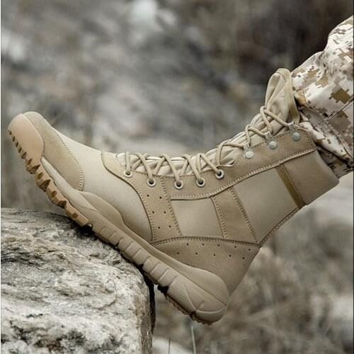 2021 Men Women Ultrallight Outdoor Climbing Shoes Tactical Training Army Boots Summer Breathable Mesh Hiking Desert Boots