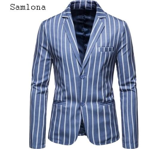 Mens Vinatge Leisure Blazers Spring Lapel Collar retro Jacket Patchwork Striped Coats Autumn Business Blazers Men Clothing 2020