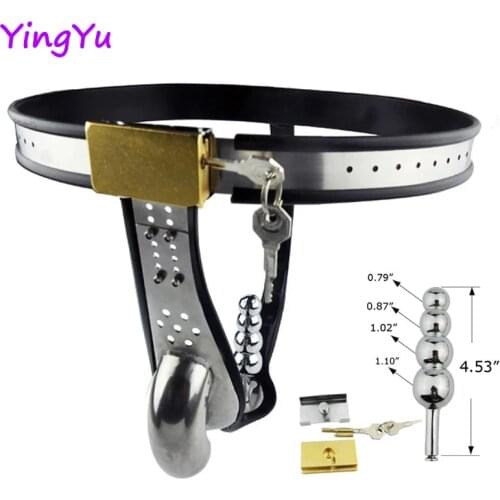 Stainless Steel Male Chastity Belt Metal Underwear BDSM Bondage Penis Ring Anal Lock Cock Cage Sex Toys For Couples Men Adults