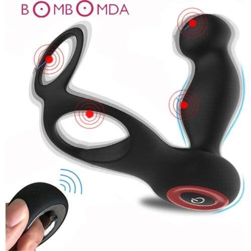 Male Prostate Massage Penis Vibrator For Men Anal Plug Silicone Prostate Stimulator Butt Plug Delay Ejaculation Ring Toy For Men