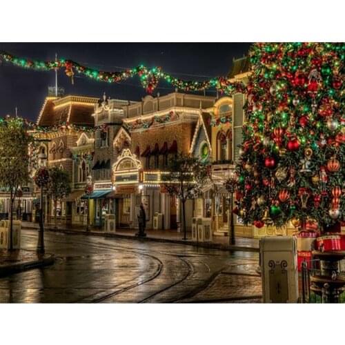 Christmas Tree Night View 11CT Kit Craft Needlework Set Canvas Printed Cotton Thread Christmas Gift Home Decor Wholesale