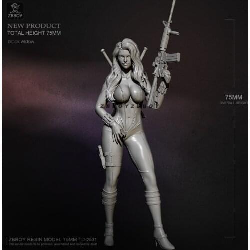 H75mm Unpainted Beauty GK Resin Figure 1/24 Scale Model Kit Resin Colorless Self-Assembled Toy No.056