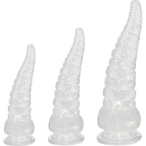 Transparent Penis Octopus Foot Dildo Pull Beads Anal Butt Plug In-Depth Masturbation Device Vaginal Dilator Couples Sex Products