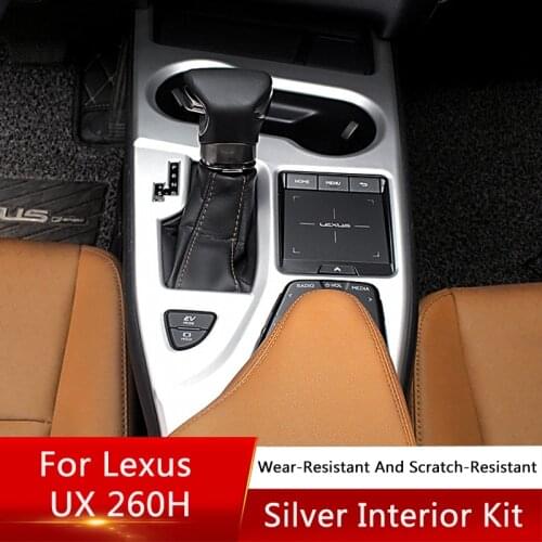QHCP Gear Shift Panel Frame Rear Armrest Outlet Cover Widow Lift Button Sticker Interior Kit Silver For Leuxs UX260H Accessories