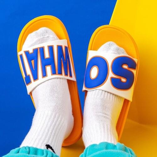 Slippers Men And Women Tide Summer 2021 New Outer Wear Beach Sandals Non-Slip Bathing Household Couple One-On-One Flip Flops