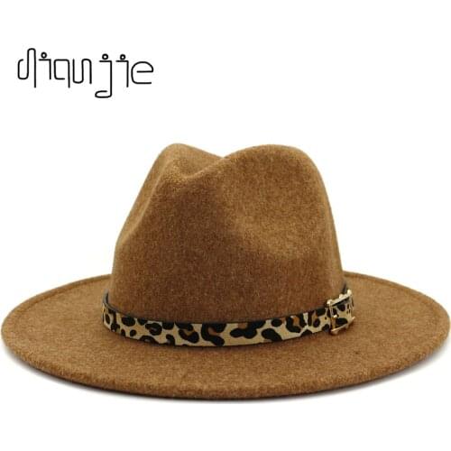 2021 winter fedora hats for women fashion Flat wide Brim Soft wool Jazz Fedora Hats for men upgrade top vintage wedding Hat