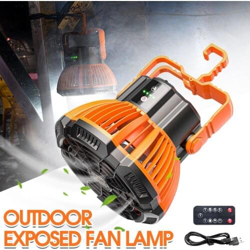 LED Camping Lantern With Fans 5200mAh USB Rechargeable 3 Gears Adjustable Hanging Fan Camping Light For Outdoor Travel