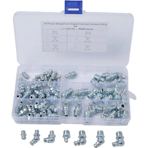 80 Pieces Universal Grease Zerk Fitting Assortment Tool SAE Kit 1/4' 1/8