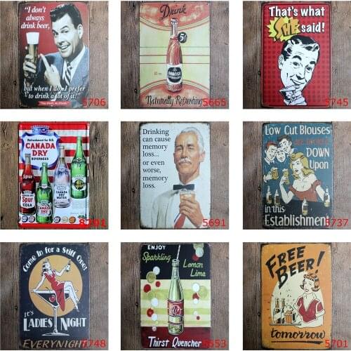 Vintage Metal Plaques of Thats What She Said! Free Beer! Tomorrow Canada Dry Its Ladies Night for Bar Decorative Pub Billboard